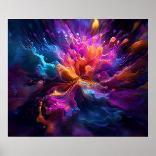 Póster Digital Abstracto de Colores Fluyentes Bril
