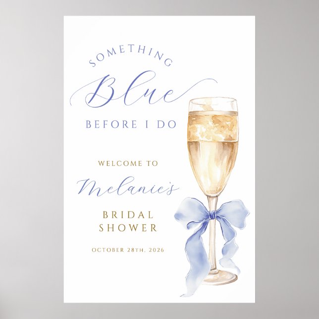 Póster digital de boda de lazo azul (Frente)