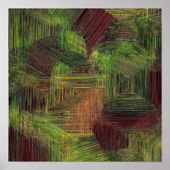 Póster Digital Glitch Geometric Fabric Pattern (Frente)