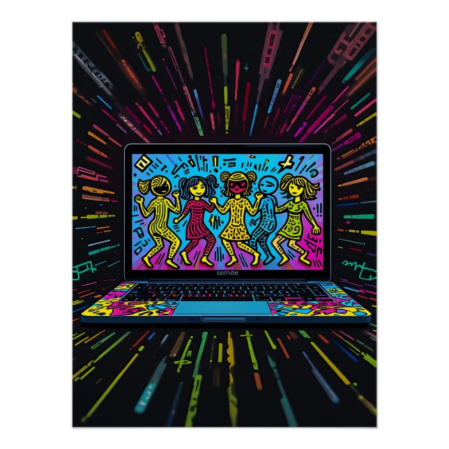Póster Digital Graffiti: Pop Art Laptop (Anverso)