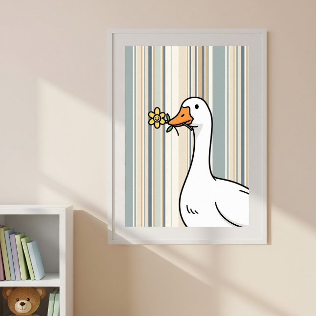 Póster Digital Prints with Cute Duck - Striped Wall Decor (Subido por el creador)