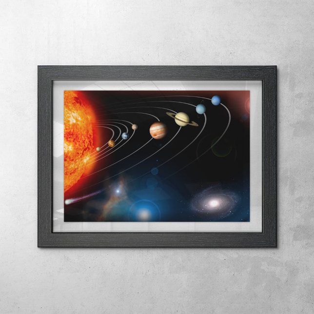 Póster Digitally generated image of our solar system (Poster in frame)