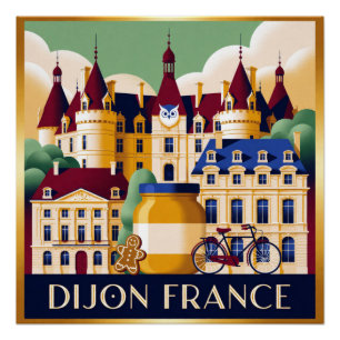 Póster Dijon Francia Viaje Histórico