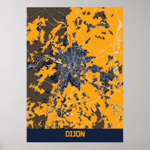 Póster Dijon - Mapa de la ciudad de Bluefresh en Francia