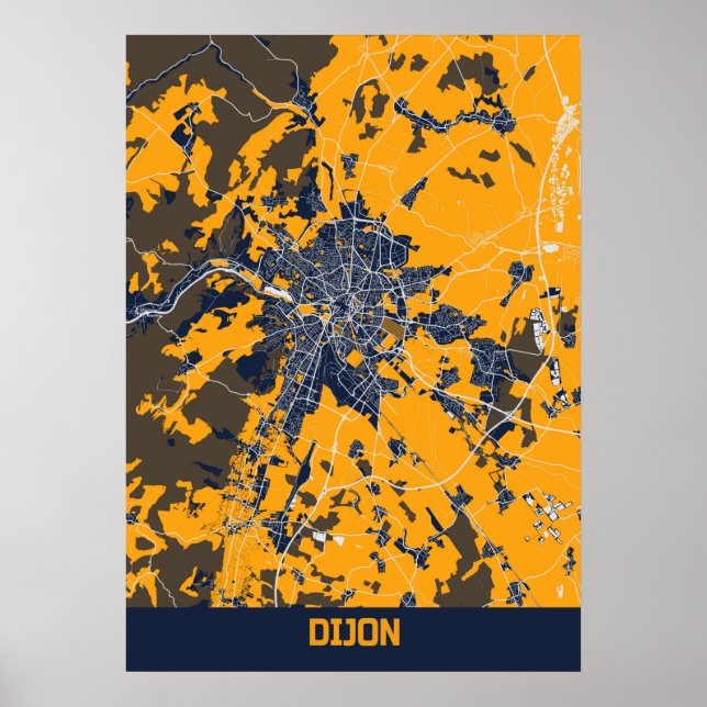 Póster Dijon - Mapa de la ciudad de Bluefresh en Francia (Frente)