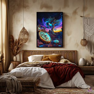 Póster Dilación del tiempo futurista - Sueño neón surreal