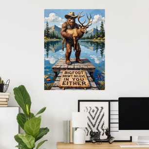 Póster Dilema en el muelle: Sasquatch y el alce