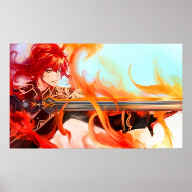 Póster Diluc desde Genshin Impact (Frente)