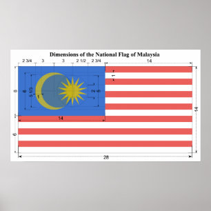 Póster Dimensiones de la bandera nacional de Malasia