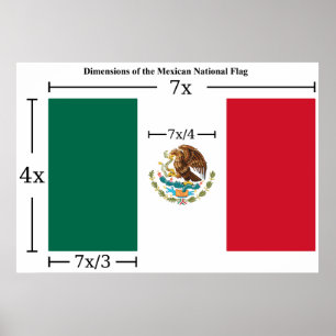 Póster Dimensiones de la Bandera Nacional de México