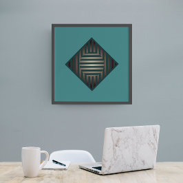 Póster Dimensiones interiores: Líneas en azul-verde y gri