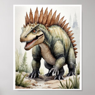Póster Dimetrodon Dinosaur Watercolor WallArt Poster