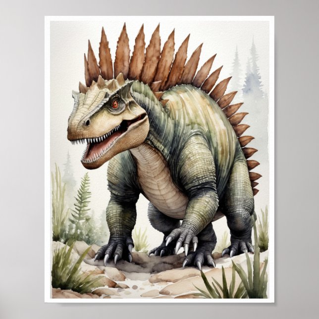 Póster Dimetrodon Dinosaur Watercolor WallArt Poster (Frente)