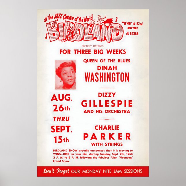 Póster Dinah Washington - Dizzy Gillespie - Charlie (Frente)