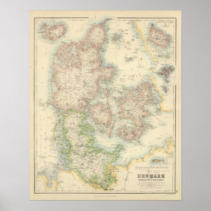 Póster Dinamarca con Schleswig y Holstein