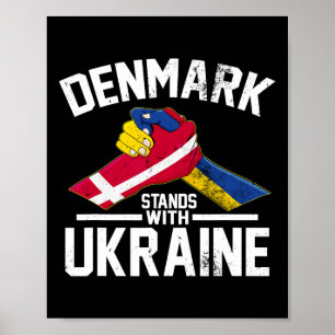 Póster Dinamarca está con Ucrania Bandera danesa ucranian