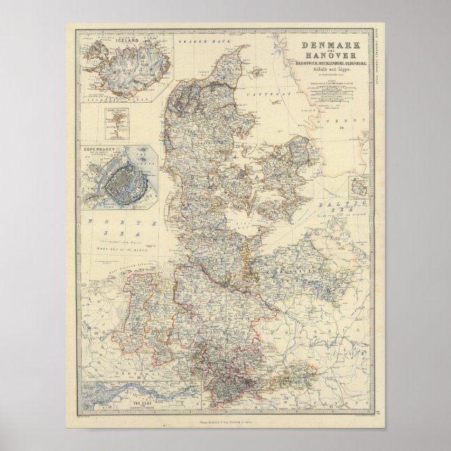 Póster Dinamarca, Hanover, Brunswick, Mecklemburgo (Frente)