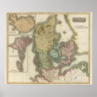 Póster Dinamarca, Islandia, Islas Feroe