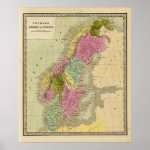 Póster Dinamarca, Suecia y Noruega