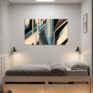 Póster Dinámicas abstractas modernas en azul y crema