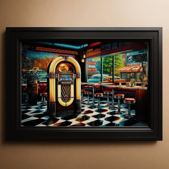 Póster Diner de los años 50 con Jukebox (Subido por el creador)