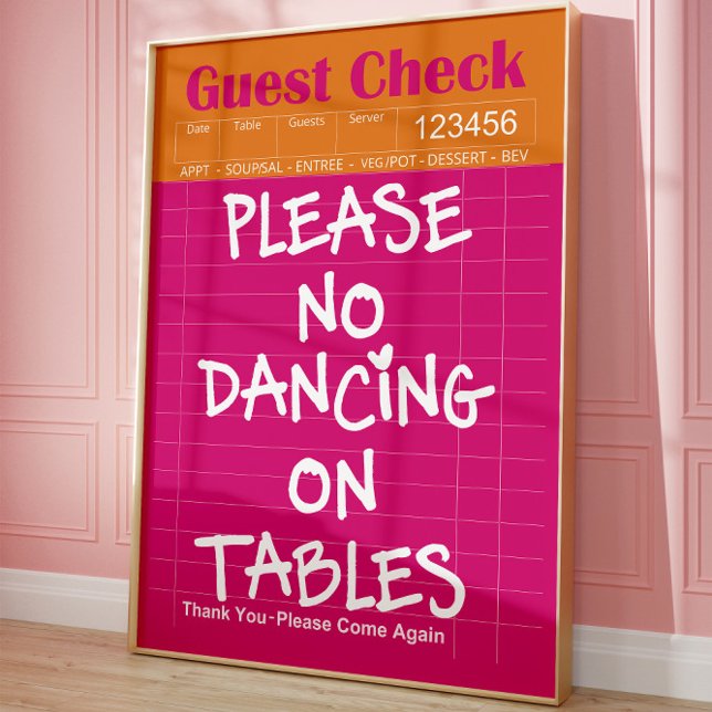 Póster Diner Guest Check Funny Kitchen Decor Wall Art  (Subido por el creador)