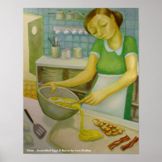 Póster Diner - huevos y beicon de la raza - Lora Shelley