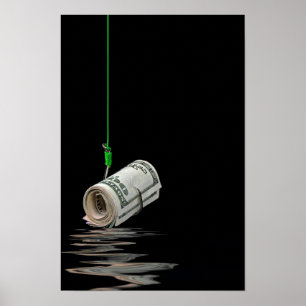 Póster dinero en anzuelo