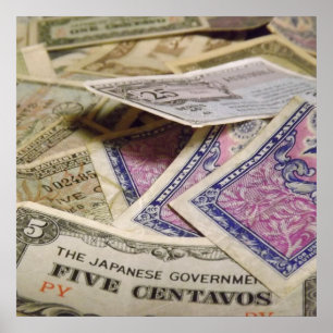 Póster Dinero militar viejo