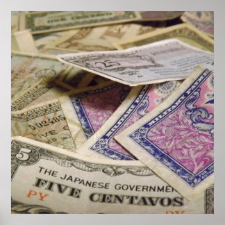 Póster Dinero militar viejo