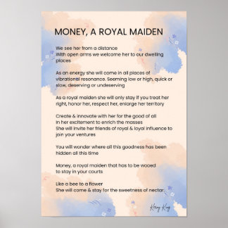 Póster Dinero, poesía Inspiradora real de Maiden