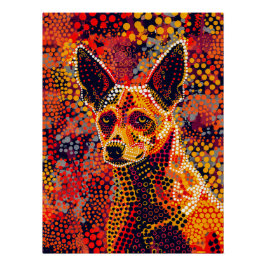 Póster Dingo en estilo de arte de dot aborigen