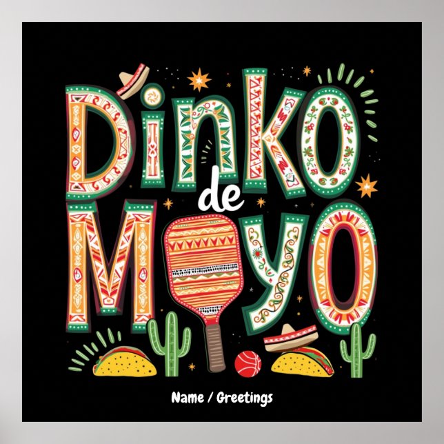 Póster Dinko de Mayo Funny Cinco de Mayo Pun (Frente)