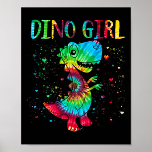 Póster Dino Chica Dinosaur Lover Tie Dye Cute T-rex Hallo