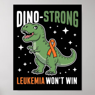 Póster Dino de leucemia lindo fuerte T-rex niños dinosaur