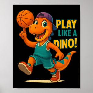 Póster Dino deportivo divertido de jugador de dinosaurio