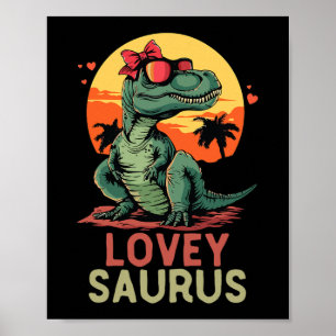 Póster Dino Dinosaur Lovey-saurus T-rex Funny Trex