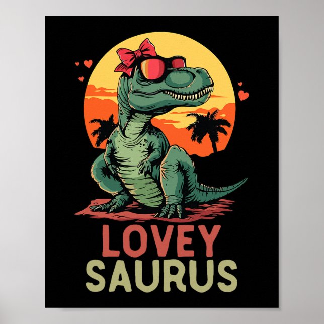 Póster Dino Dinosaur Lovey-saurus T-rex Funny Trex (Frente)