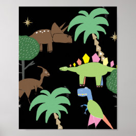 Póster Dino Dinosaur Night In Jurrasic Park Art Kids