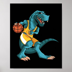 Póster Dino Divertido Jugando Sketll Amante de T-Rex Juga