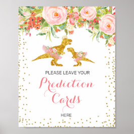 Póster Dino rosa y dorado deja tu signo de predicciones