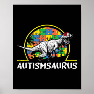 Póster Dino-saur Autism Awareness Gifts Para Niños Cute T