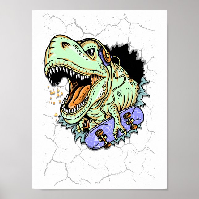 Póster Dino Skatista (Frente)