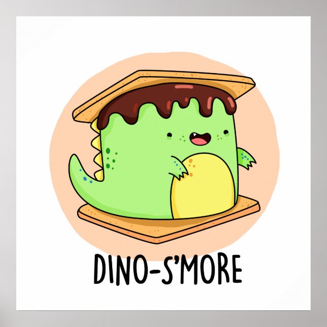 Póster Dino-smore Funny Dinosaur Smore Pun (Frente)