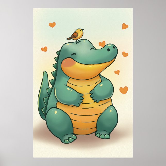 Póster Dino y pajarito (Frente)