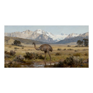 Póster Dinornis robustus – Moa gigante de la Isla Sur