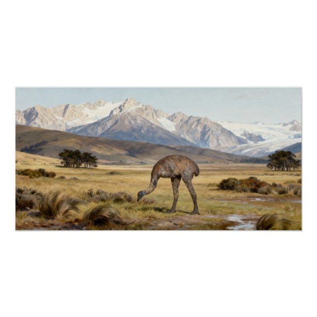 Póster Dinornis robustus – Moa gigante de la Isla Sur (Anverso)
