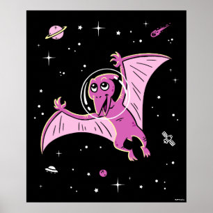 Póster Dinos Pterodáctilos Púrpura En El Espacio