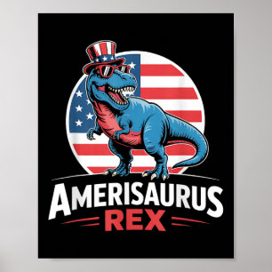 Póster Dinosaur 4 de julio hombres mujeres niños niñas Am