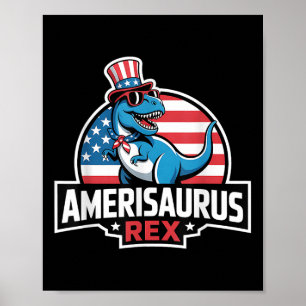 Póster Dinosaur 4 de Julio Hombres Mujeres Niños Niñas Am